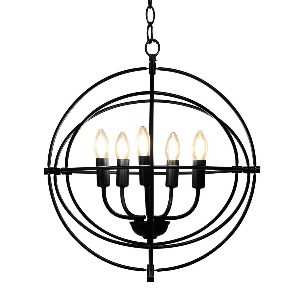 20 Inch Metal Chandelier with Pivoting Interlocking Rings - Industrial Ceiling Light