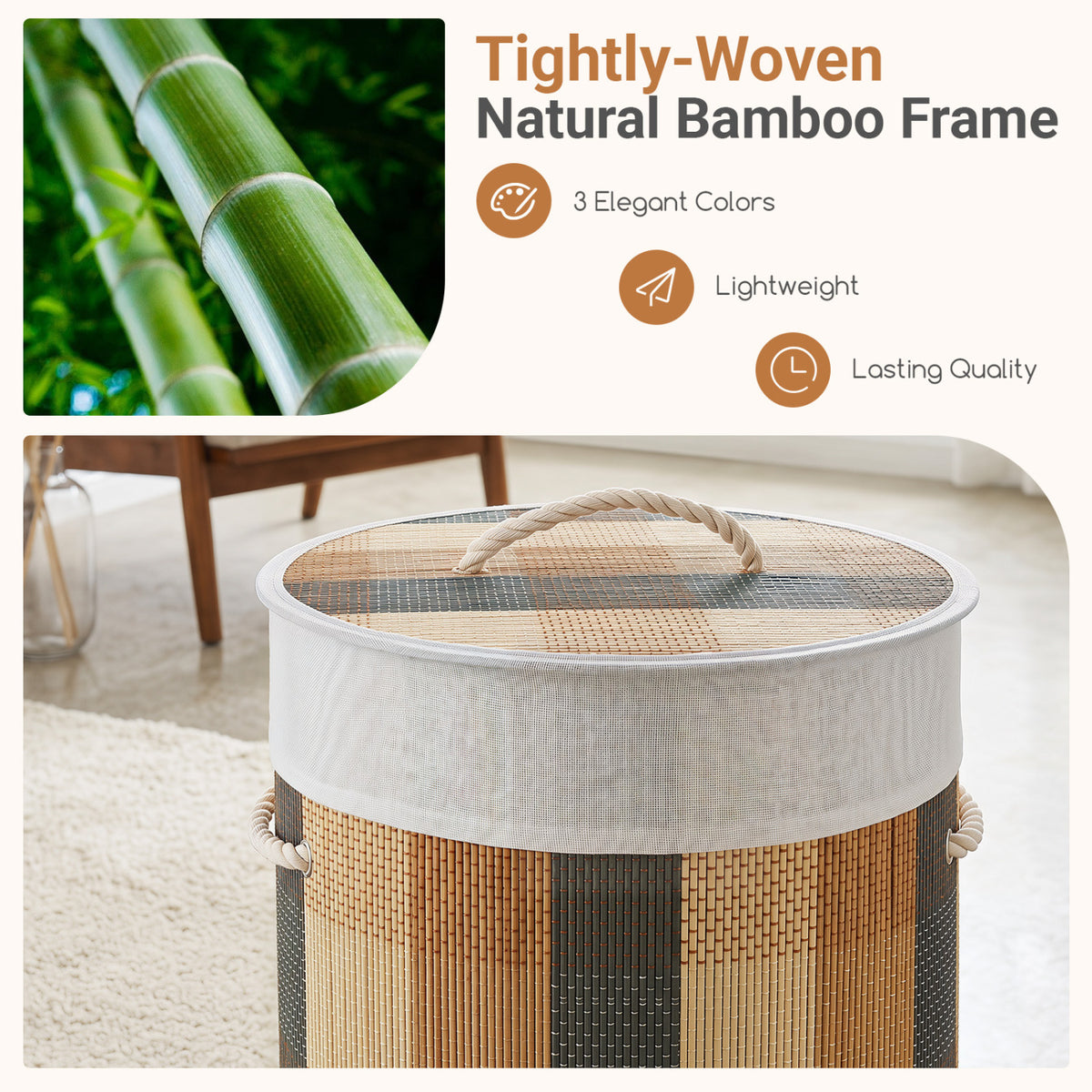 13.2 Gal Laundry Hamper with Removable and Machine-Washable Liner