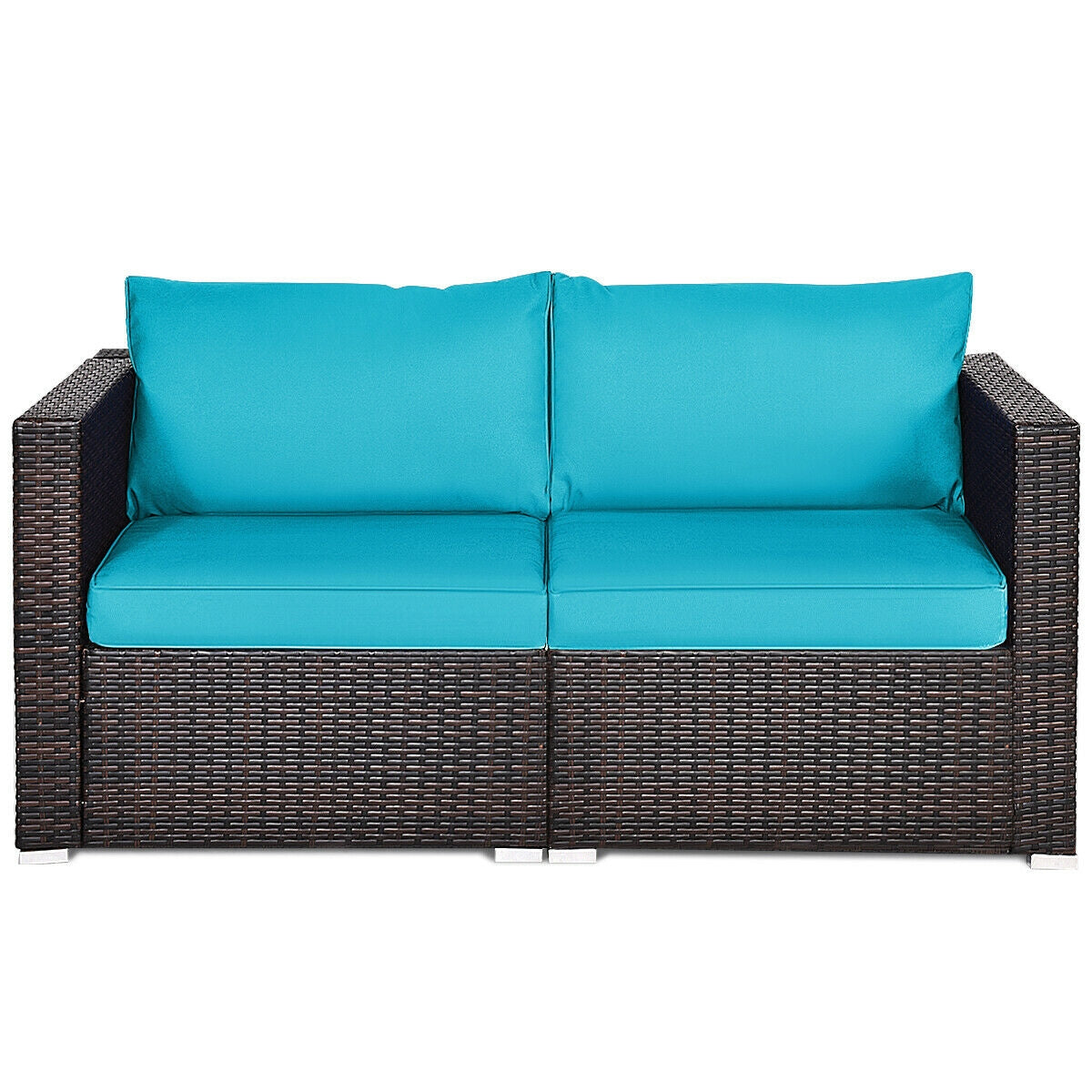 2 Piece Patio Rattan Sectional Sofa Set - Blue