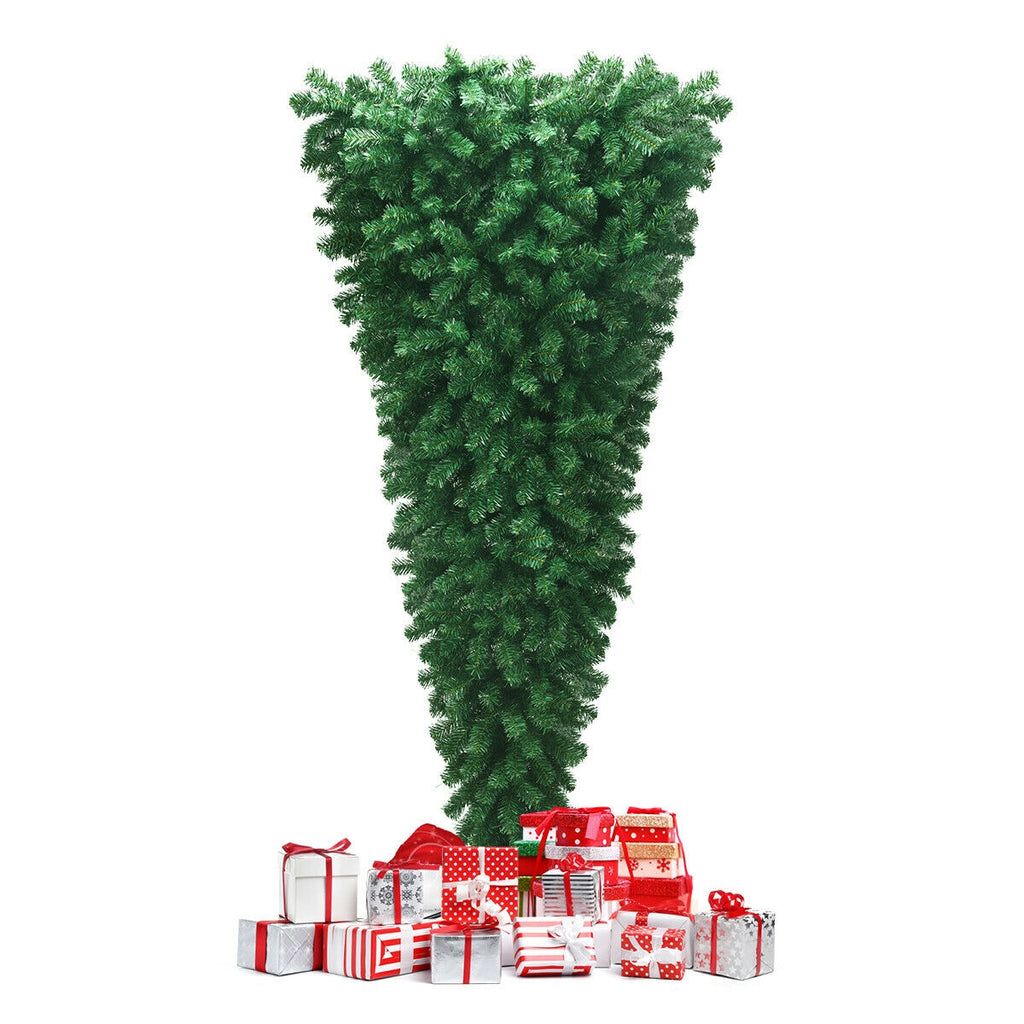 7 Feet Unlit Upside Down Artificial Christmas Tree - Space-Saving, Vivid Green