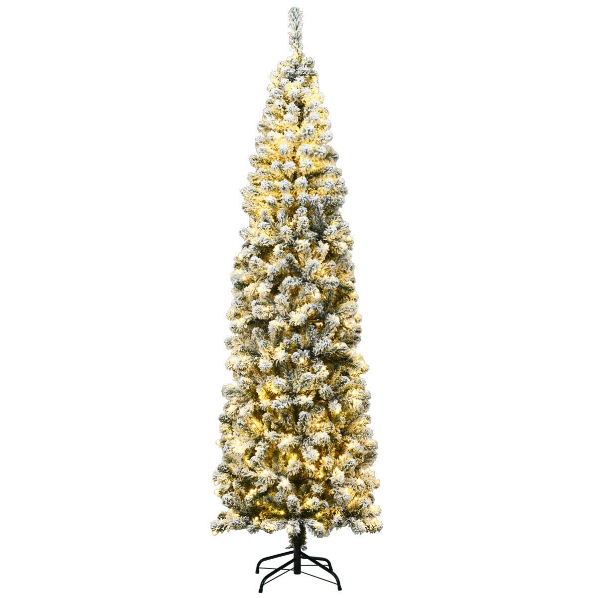 Pre-lit Snow Flocked Artificial Christmas Tree - 7.5 Feet with LED Lights