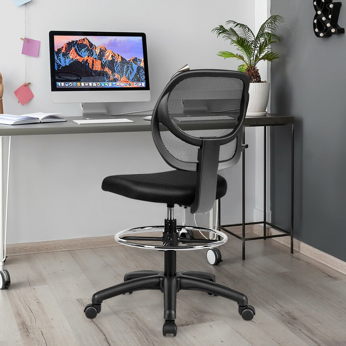 Adjustable Height Mesh Drafting Office Chair – Simple