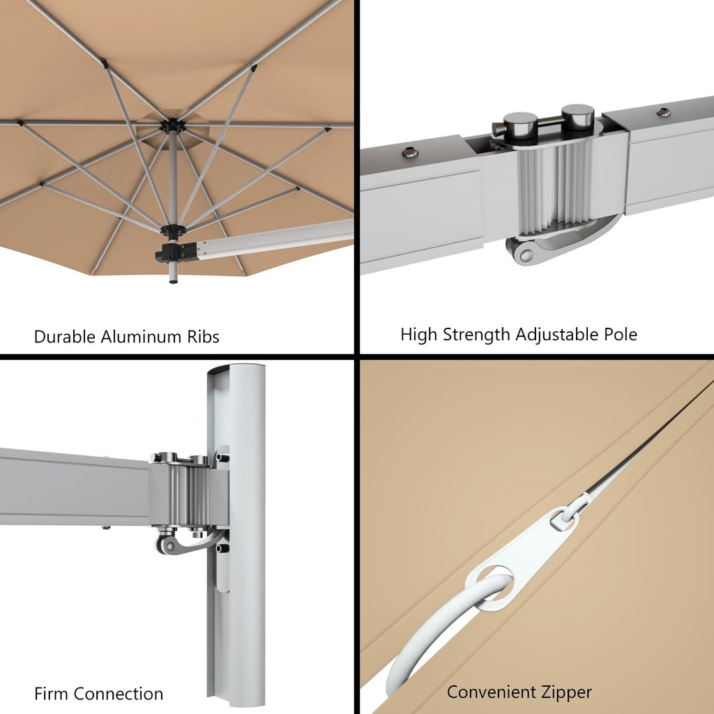 8 Feet Wall Mounted Patio Umbrella with Adjustable Pole