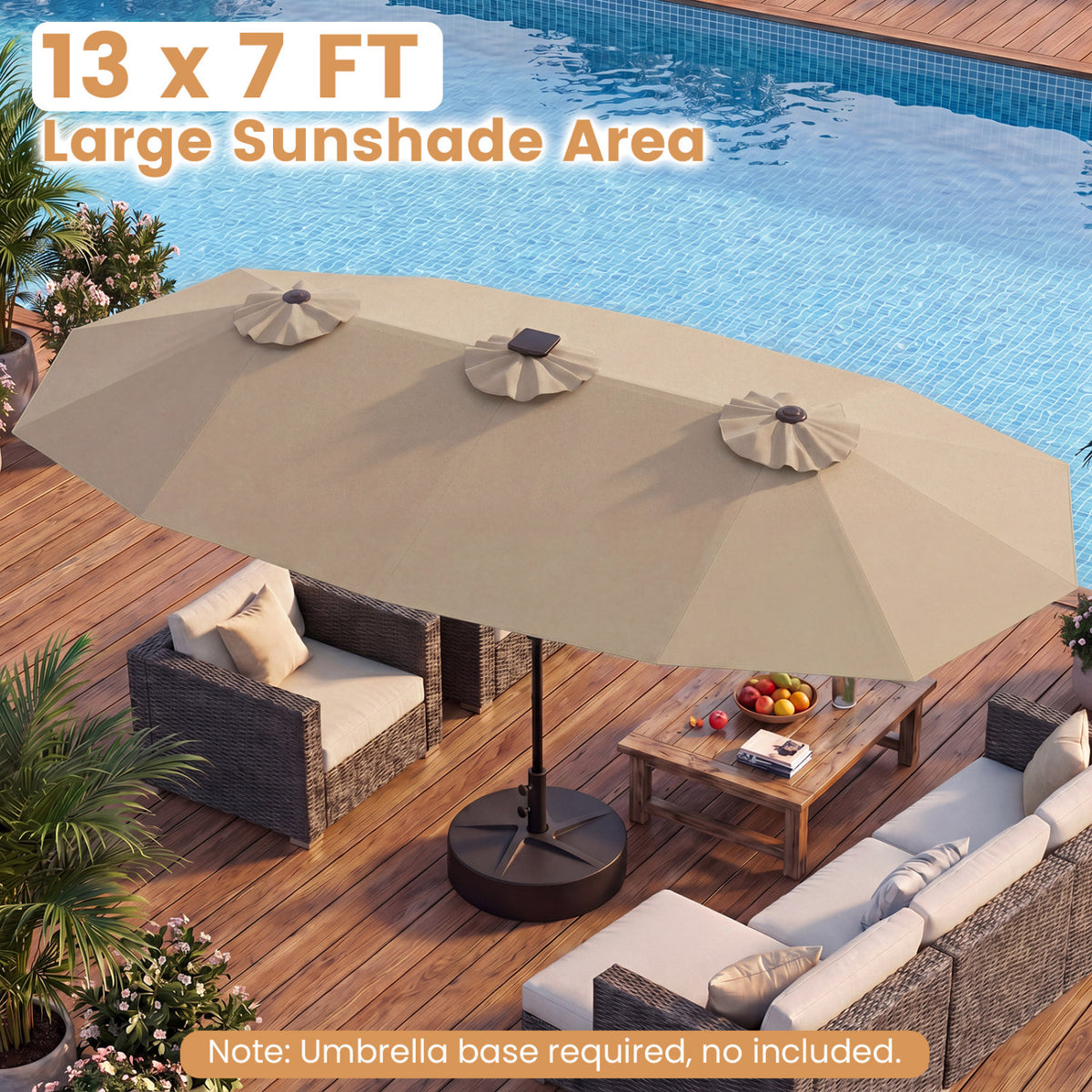 13 FT Double-Sided Patio Umbrella with Color-Changing Flowing Solar