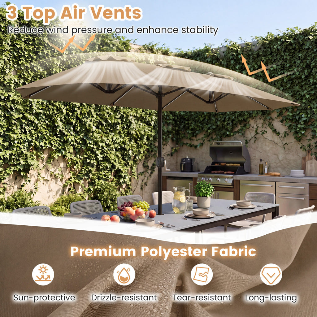 13 FT Double-Sided Patio Umbrella with Color-Changing Flowing Solar