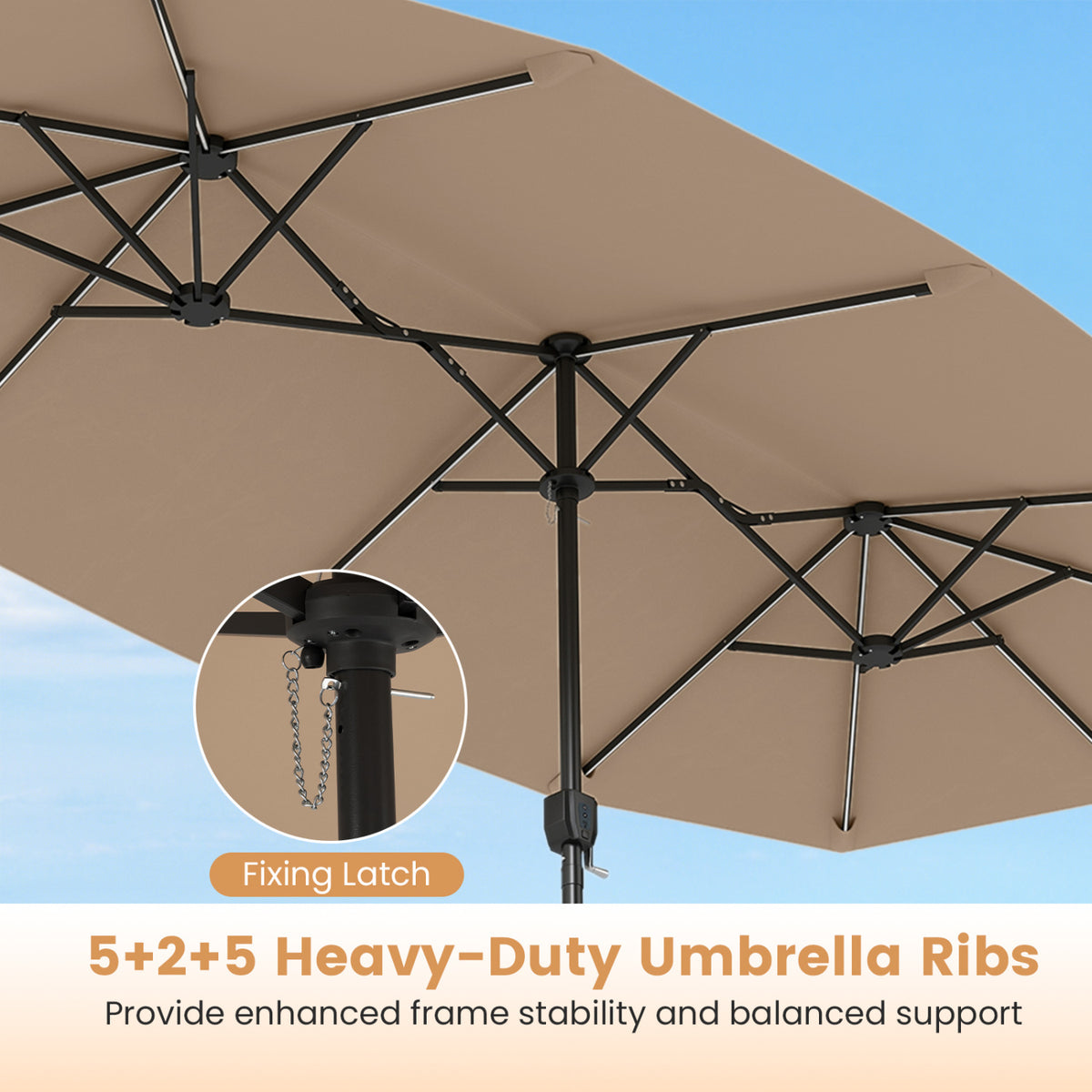 13 FT Double-Sided Patio Umbrella with Color-Changing Flowing Solar