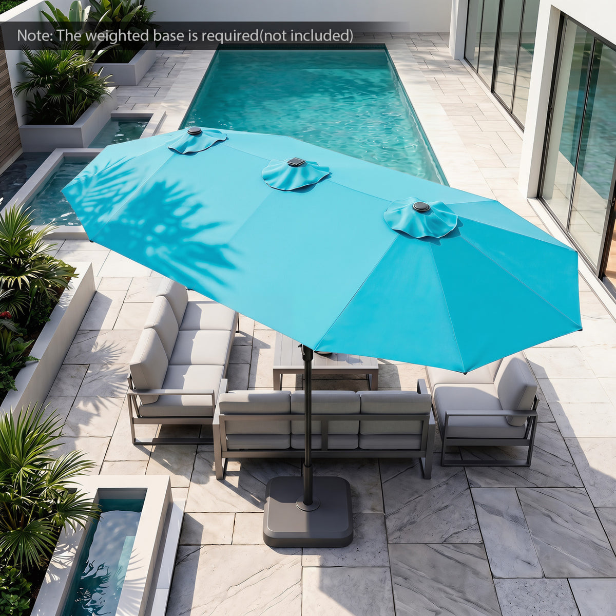 13 FT Double-Sided Patio Umbrella Large Rectangle Market with 36 LED