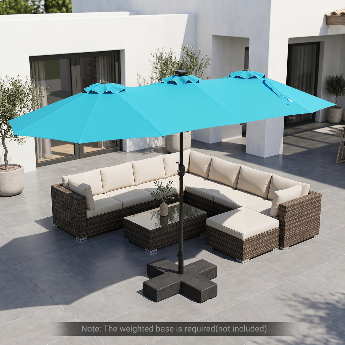 13 FT Double-Sided Patio Umbrella Large Rectangle Market with 36 LED