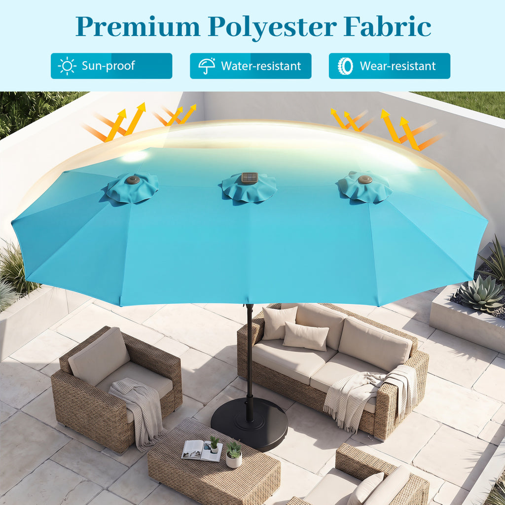 13 FT Double-Sided Patio Umbrella Large Rectangle Market with 36 LED