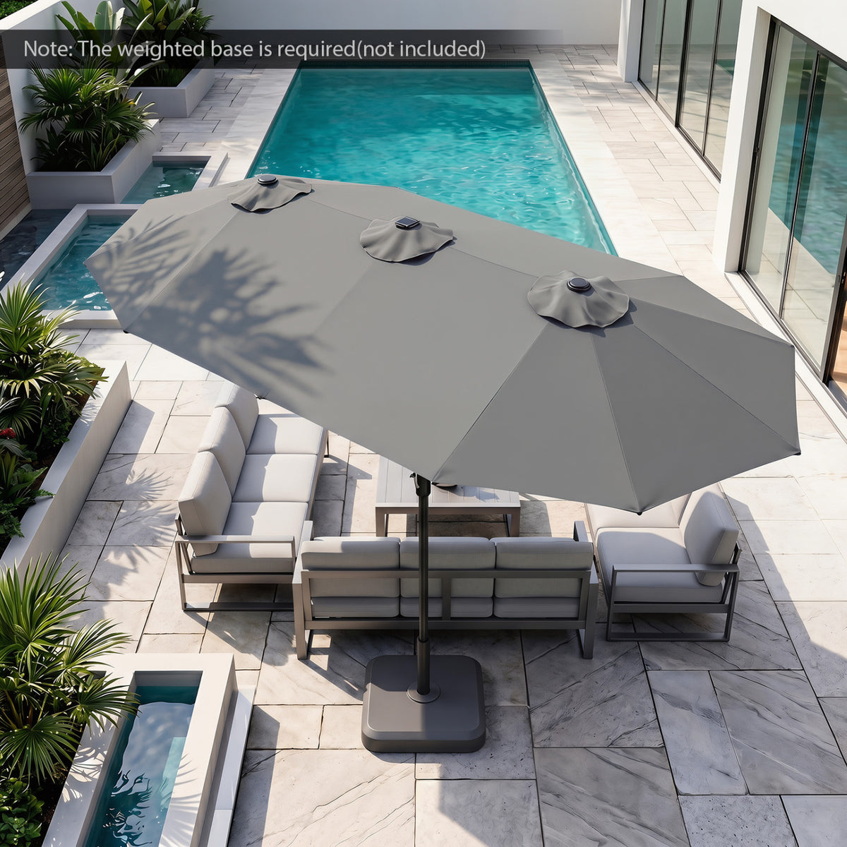 13 FT Double-Sided Patio Umbrella Large Rectangle Market with 36 LED