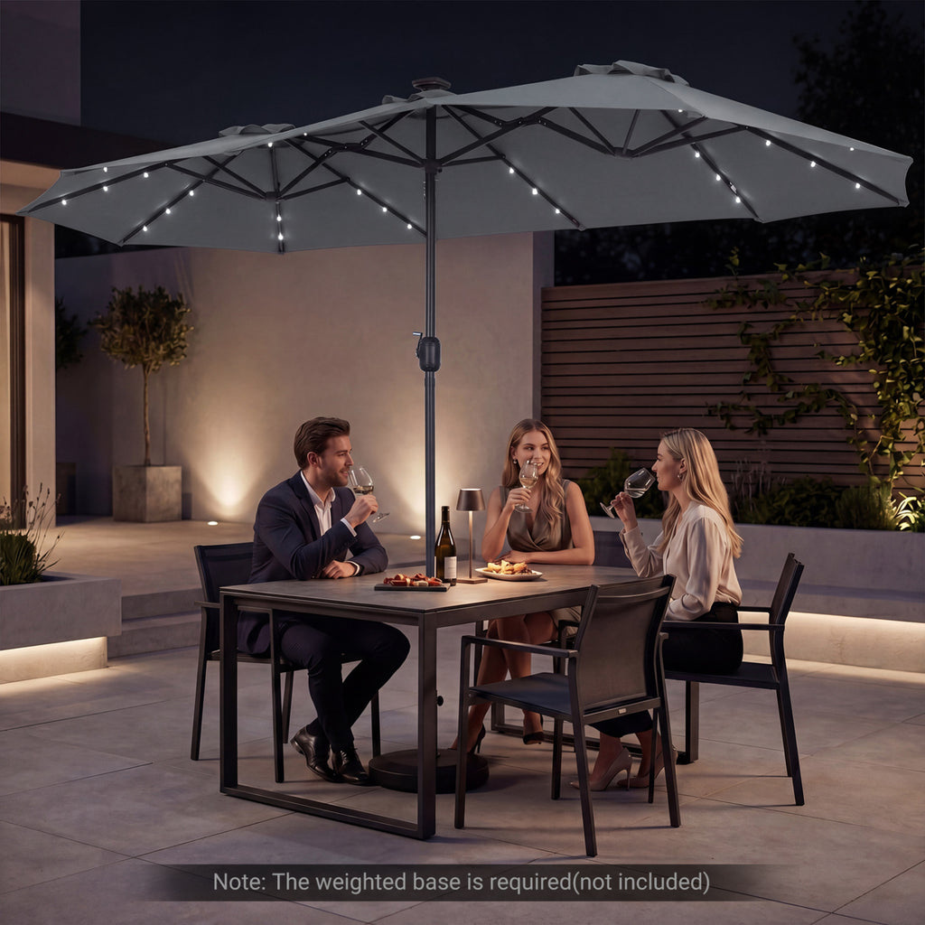 13 FT Double-Sided Patio Umbrella Large Rectangle Market with 36 LED