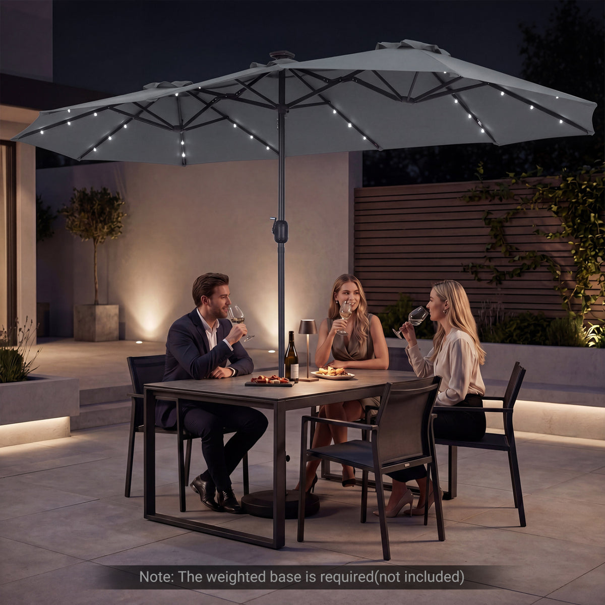 13 FT Double-Sided Patio Umbrella Large Rectangle Market with 36 LED