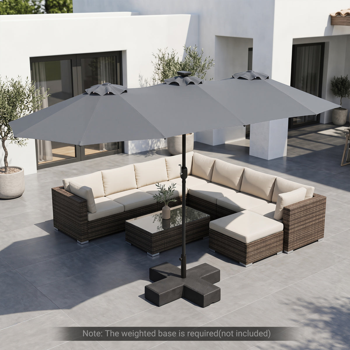 13 FT Double-Sided Patio Umbrella Large Rectangle Market with 36 LED