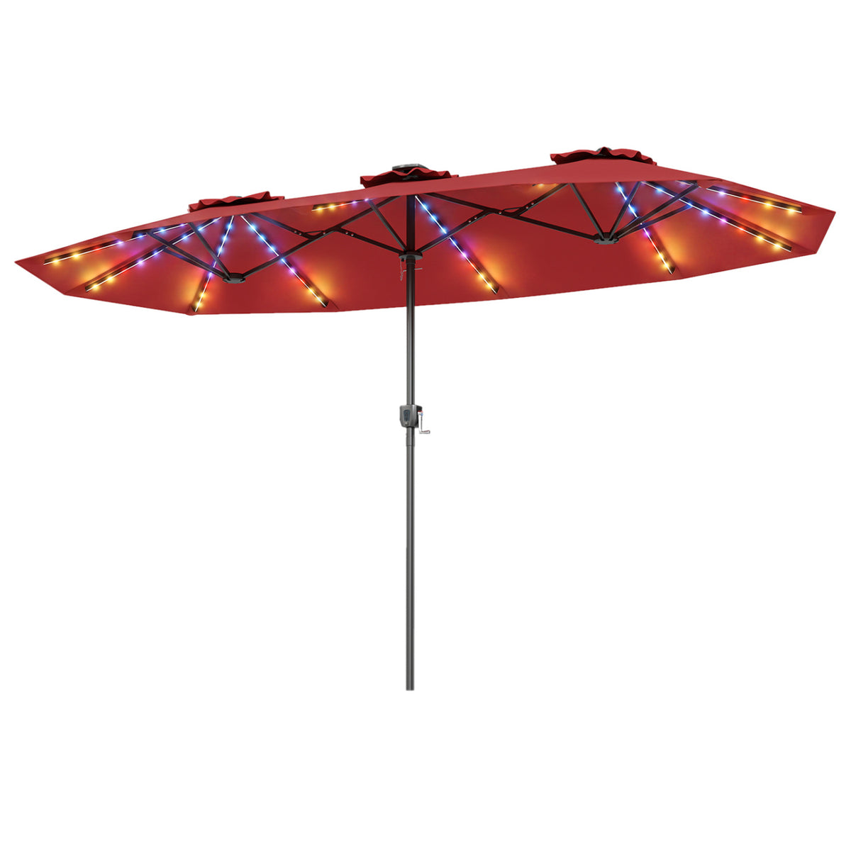 13 FT Double-Sided Patio Umbrella with Color-Changing Flowing Solar