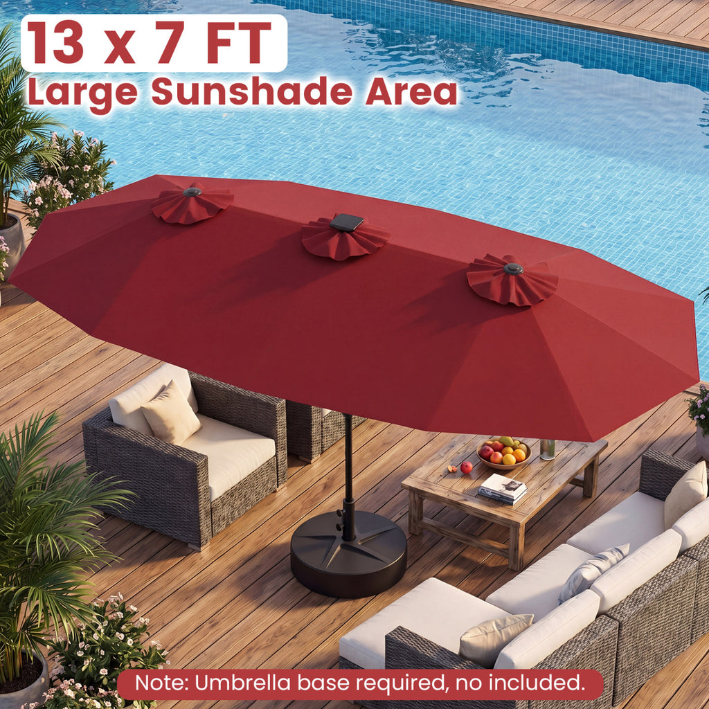 13 FT Double-Sided Patio Umbrella with Color-Changing Flowing Solar