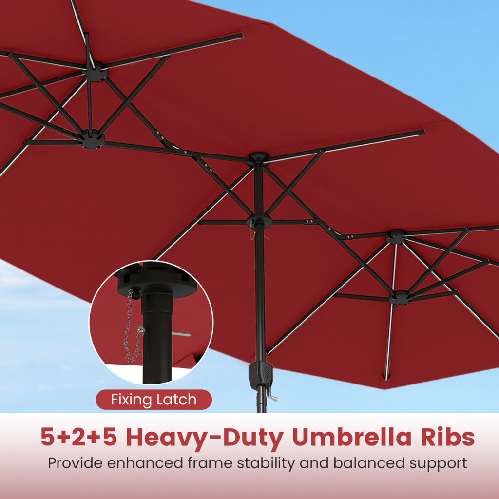 13 FT Double-Sided Patio Umbrella with Color-Changing Flowing Solar