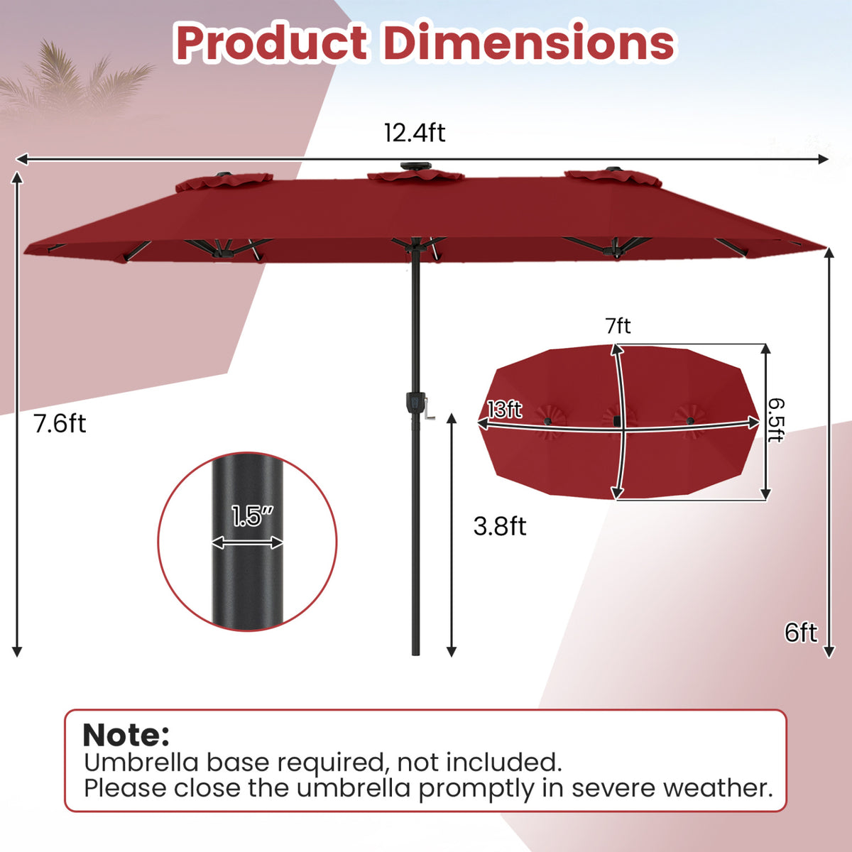 13 FT Double-Sided Patio Umbrella with Color-Changing Flowing Solar