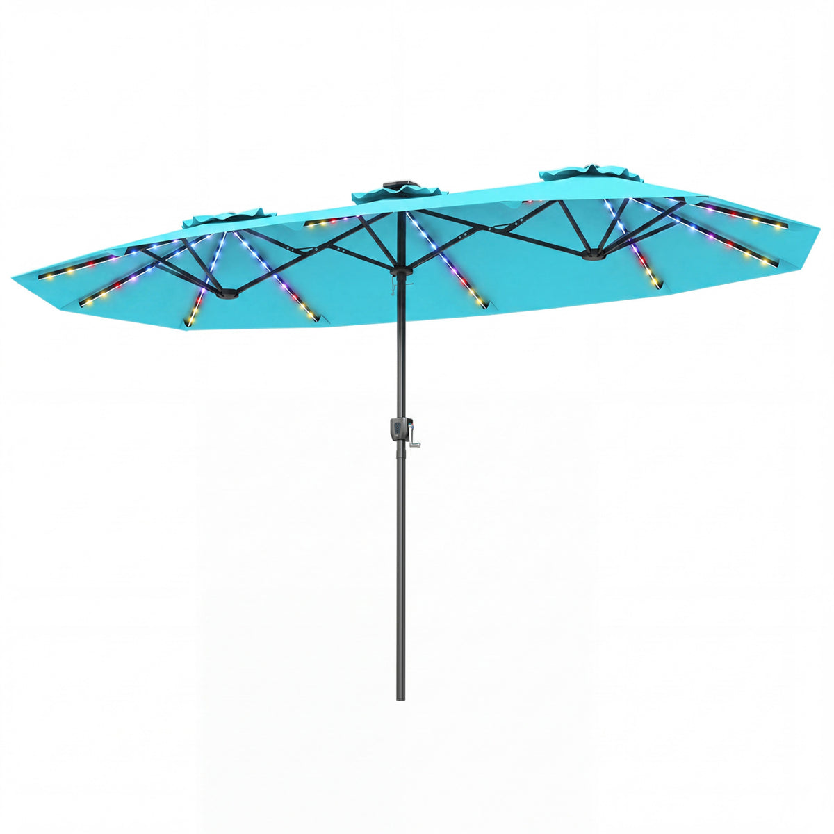 13 FT Double-Sided Patio Umbrella with Color-Changing Flowing Solar