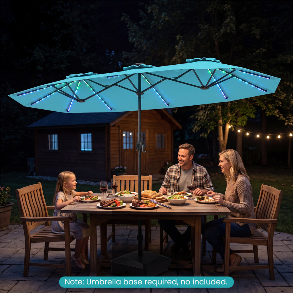 13 FT Double-Sided Patio Umbrella with Color-Changing Flowing Solar