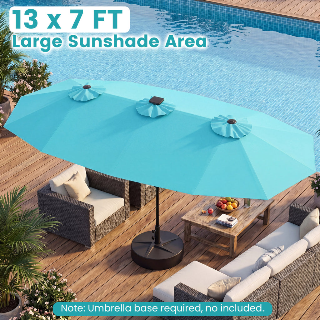13 FT Double-Sided Patio Umbrella with Color-Changing Flowing Solar