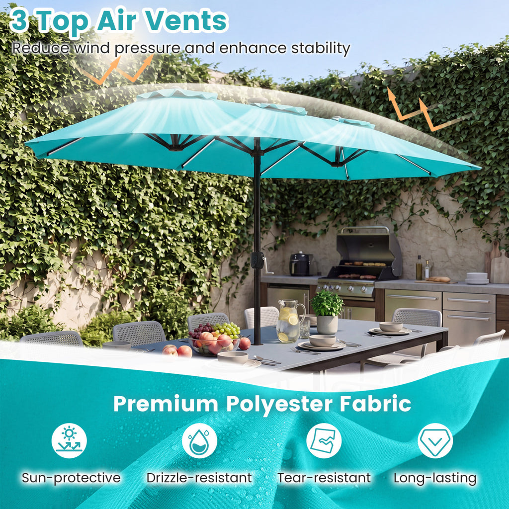 13 FT Double-Sided Patio Umbrella with Color-Changing Flowing Solar