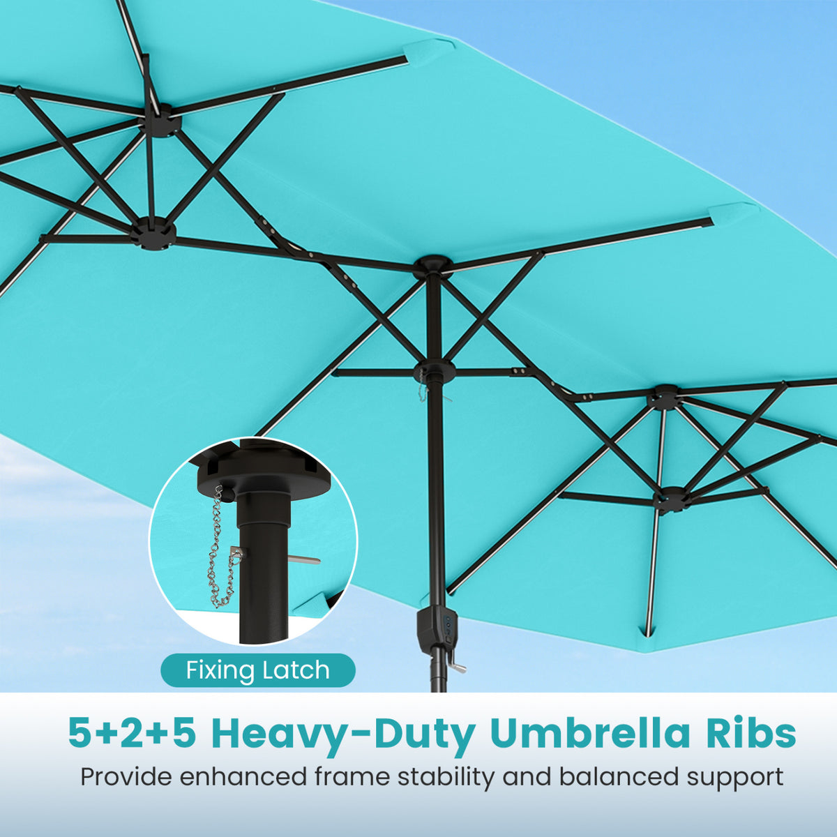 13 FT Double-Sided Patio Umbrella with Color-Changing Flowing Solar
