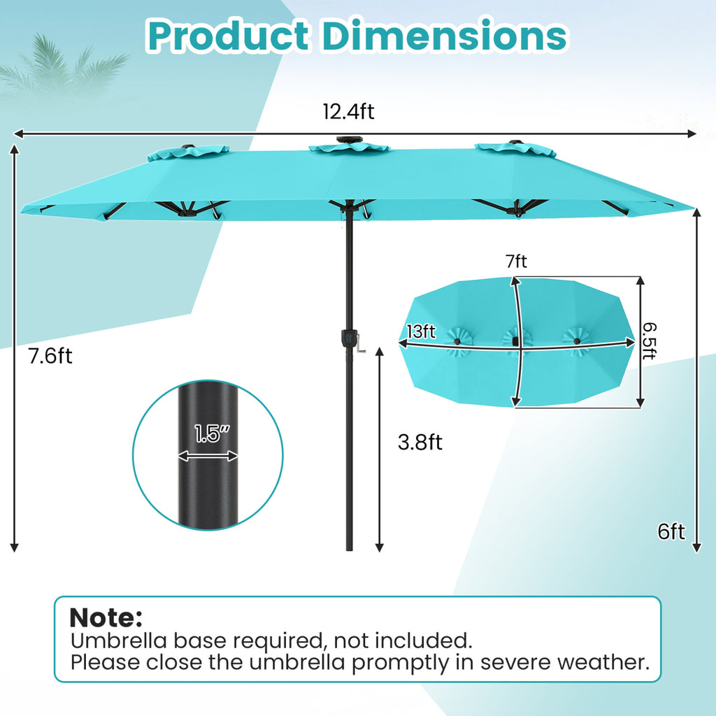 13 FT Double-Sided Patio Umbrella with Color-Changing Flowing Solar