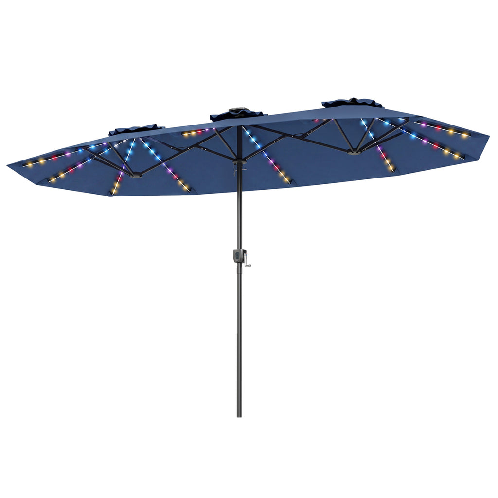 13 FT Double-Sided Patio Umbrella with Color-Changing Flowing Solar