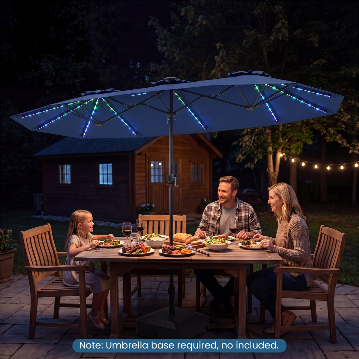 13 FT Double-Sided Patio Umbrella with Color-Changing Flowing Solar