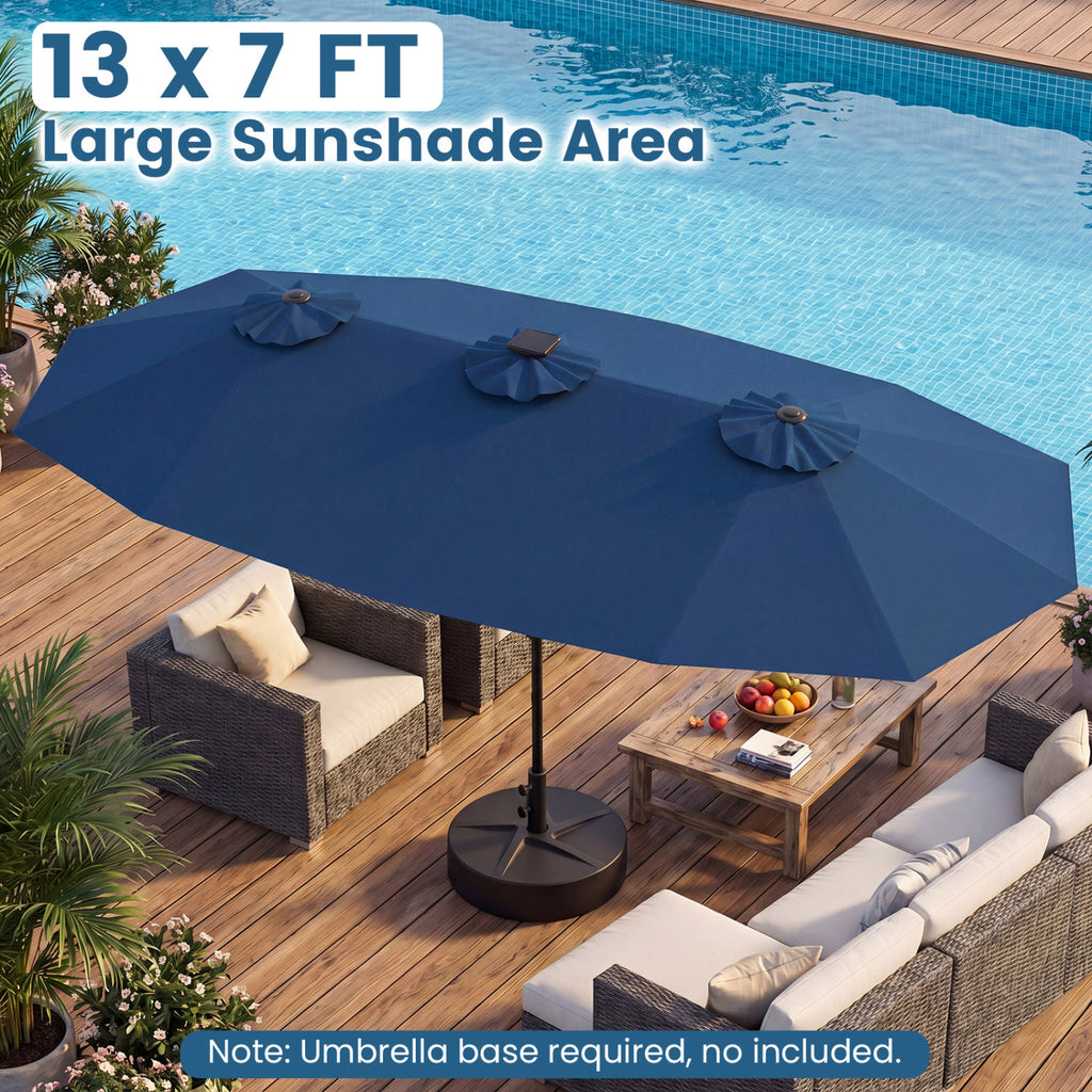 13 FT Double-Sided Patio Umbrella with Color-Changing Flowing Solar