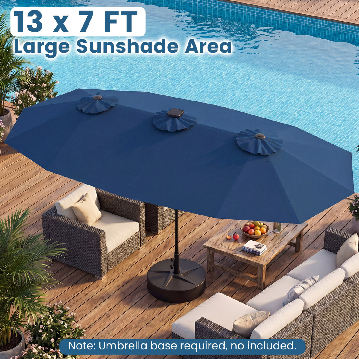 13 FT Double-Sided Patio Umbrella with Color-Changing Flowing Solar