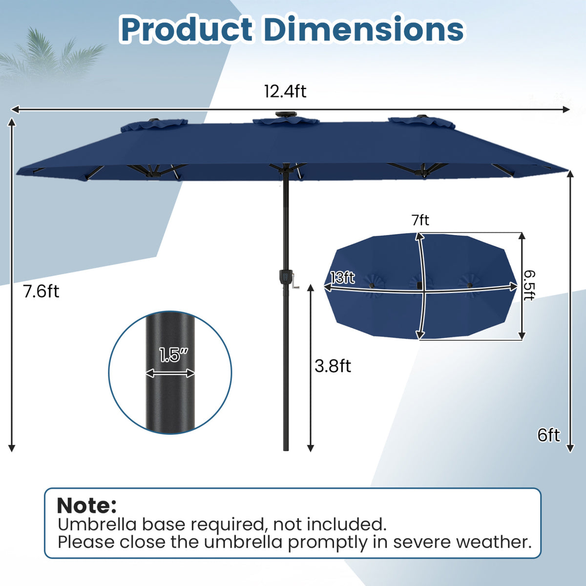 13 FT Double-Sided Patio Umbrella with Color-Changing Flowing Solar