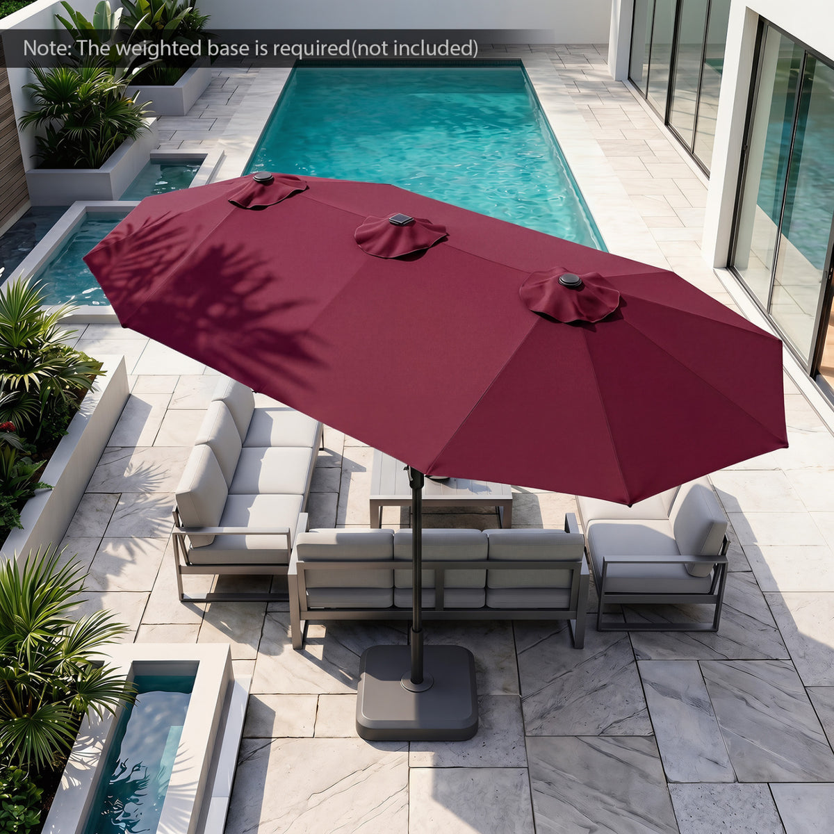 13 FT Double-Sided Patio Umbrella Large Rectangle Market with 36 LED