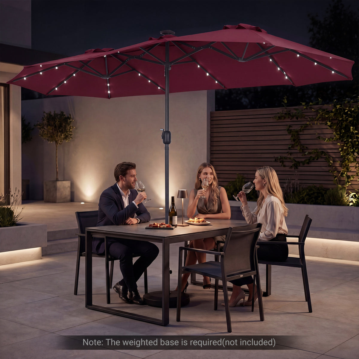 13 FT Double-Sided Patio Umbrella Large Rectangle Market with 36 LED