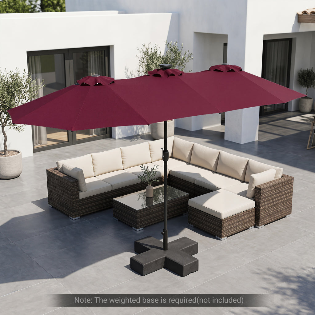 13 FT Double-Sided Patio Umbrella Large Rectangle Market with 36 LED