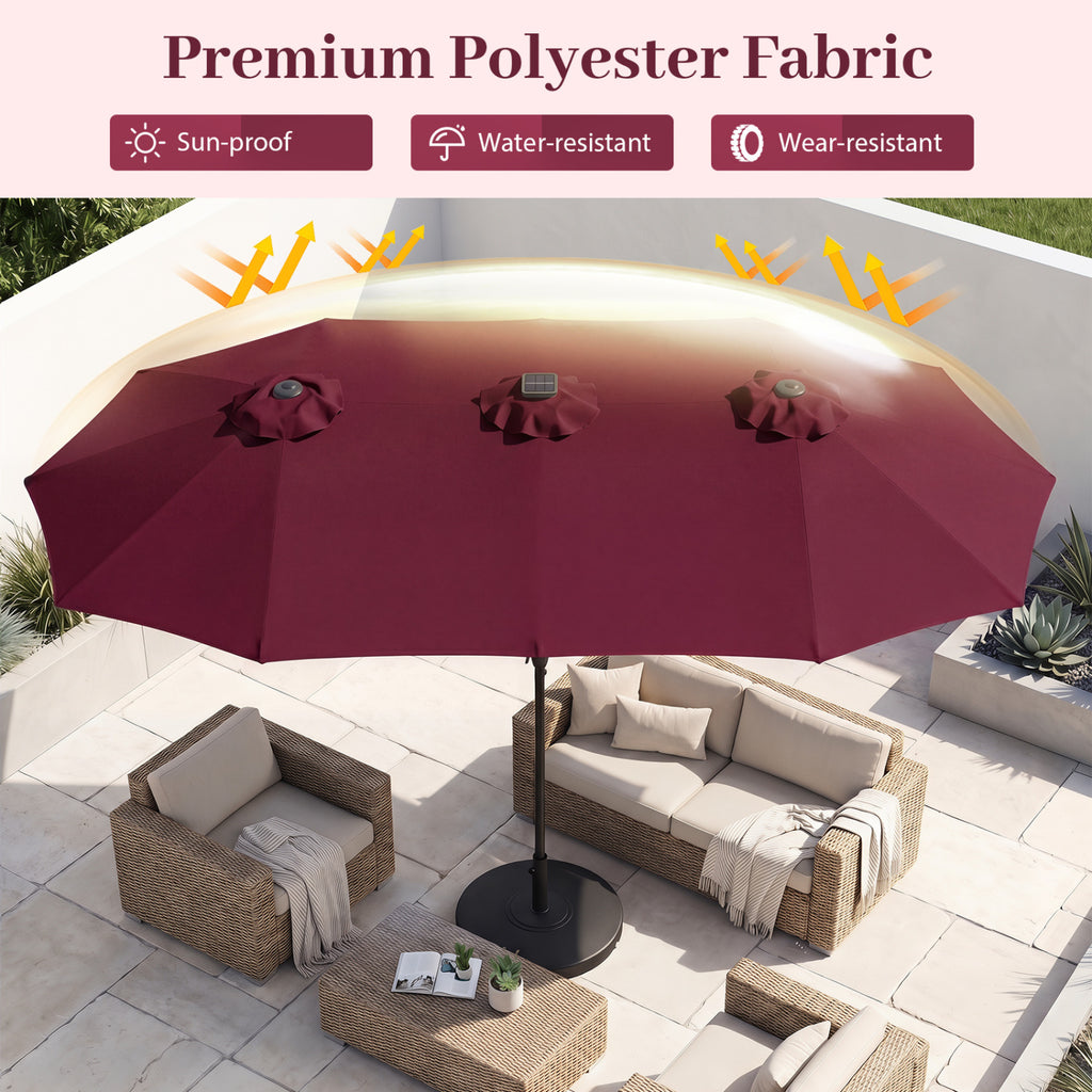 13 FT Double-Sided Patio Umbrella Large Rectangle Market with 36 LED