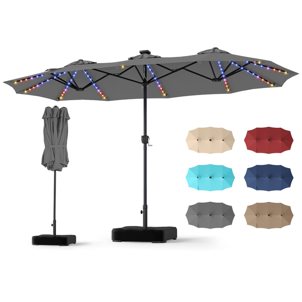 13 FT Double-Sided Patio Umbrella with 108 LED Lights and Base