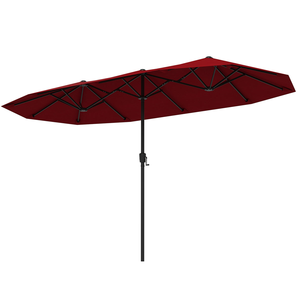 13FT Double-Sided Patio Umbrella with Crank Handle, Red
