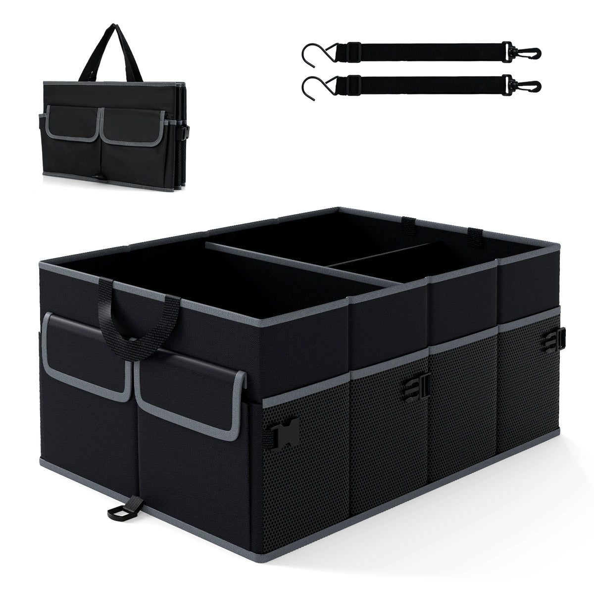 13 Gallon Car Trunk Organizer with Removable Divider and 6 Pockets