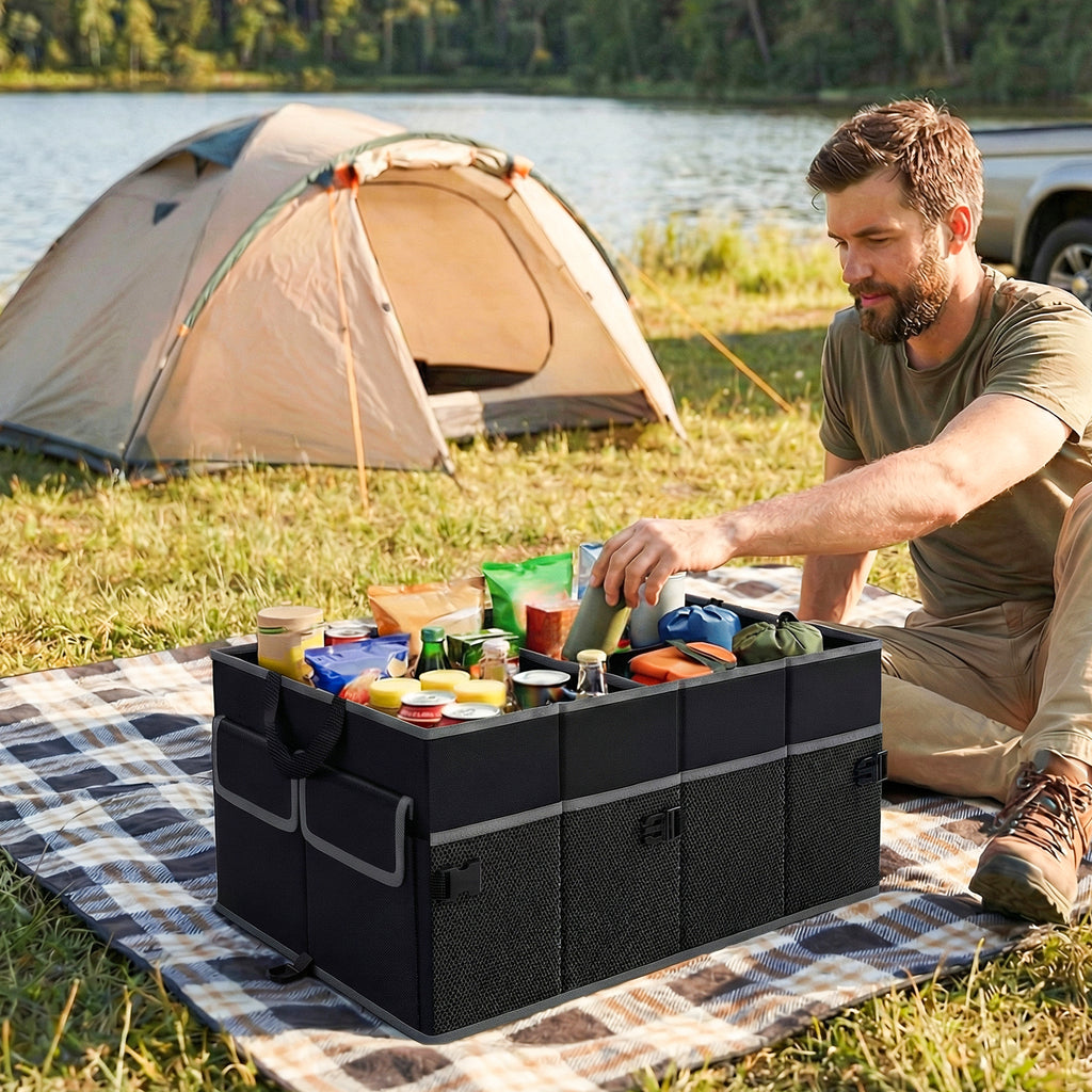 13 Gallon Car Trunk Organizer with Removable Divider and 6 Pockets