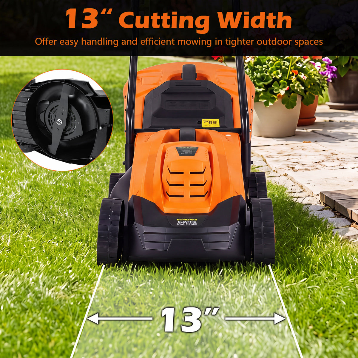 13-Inch 12-Amp Corded Electric Lawn Mower with 3-Position Height