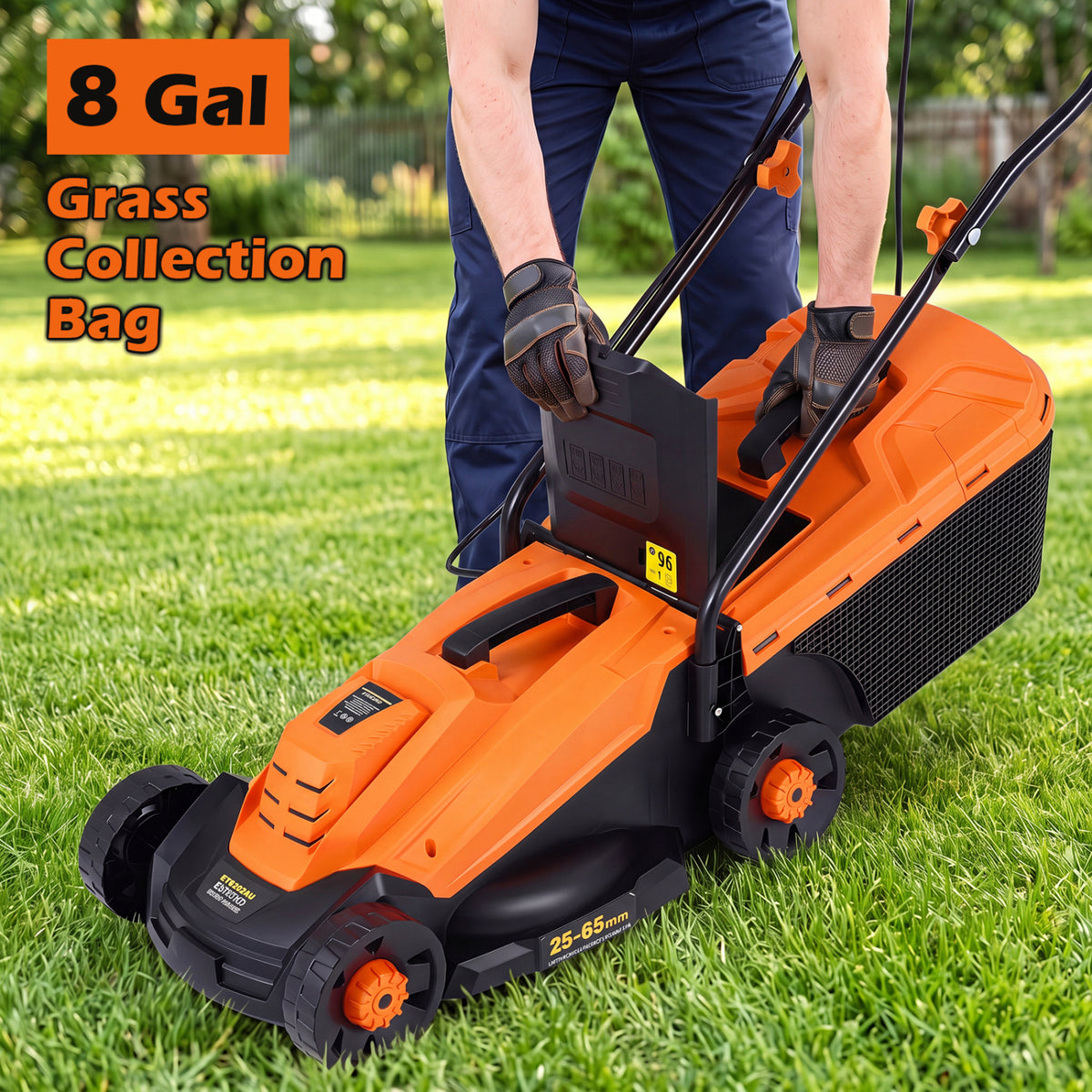 13-Inch 12-Amp Corded Electric Lawn Mower with 3-Position Height