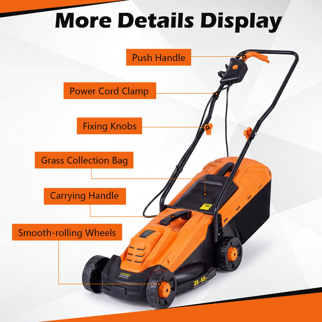13-Inch 12-Amp Corded Electric Lawn Mower with 3-Position Height