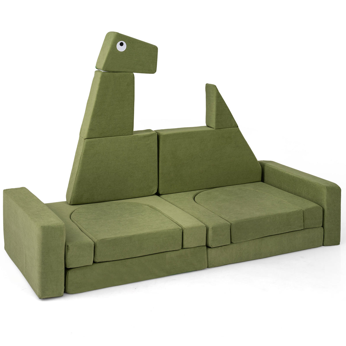 Costway 13 Pieces Modular Kids Play Couch - Soft Velvet, Supportive Foam, Removable Cover