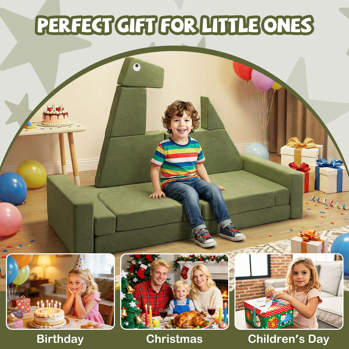 Costway 13 Pieces Modular Kids Play Couch - Soft Velvet, Supportive Foam, Removable Cover