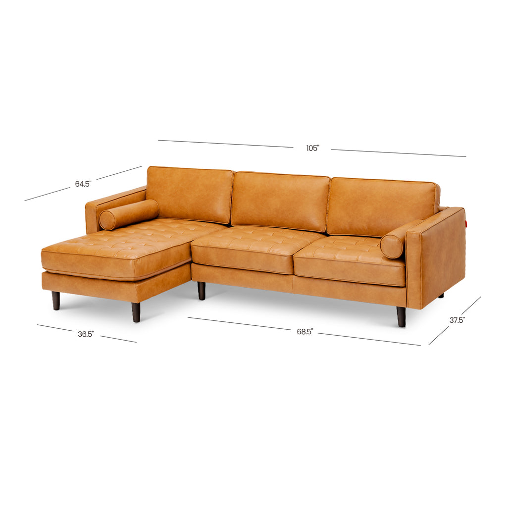 3-Seat L-Shaped Sectional Sofa - Orange
