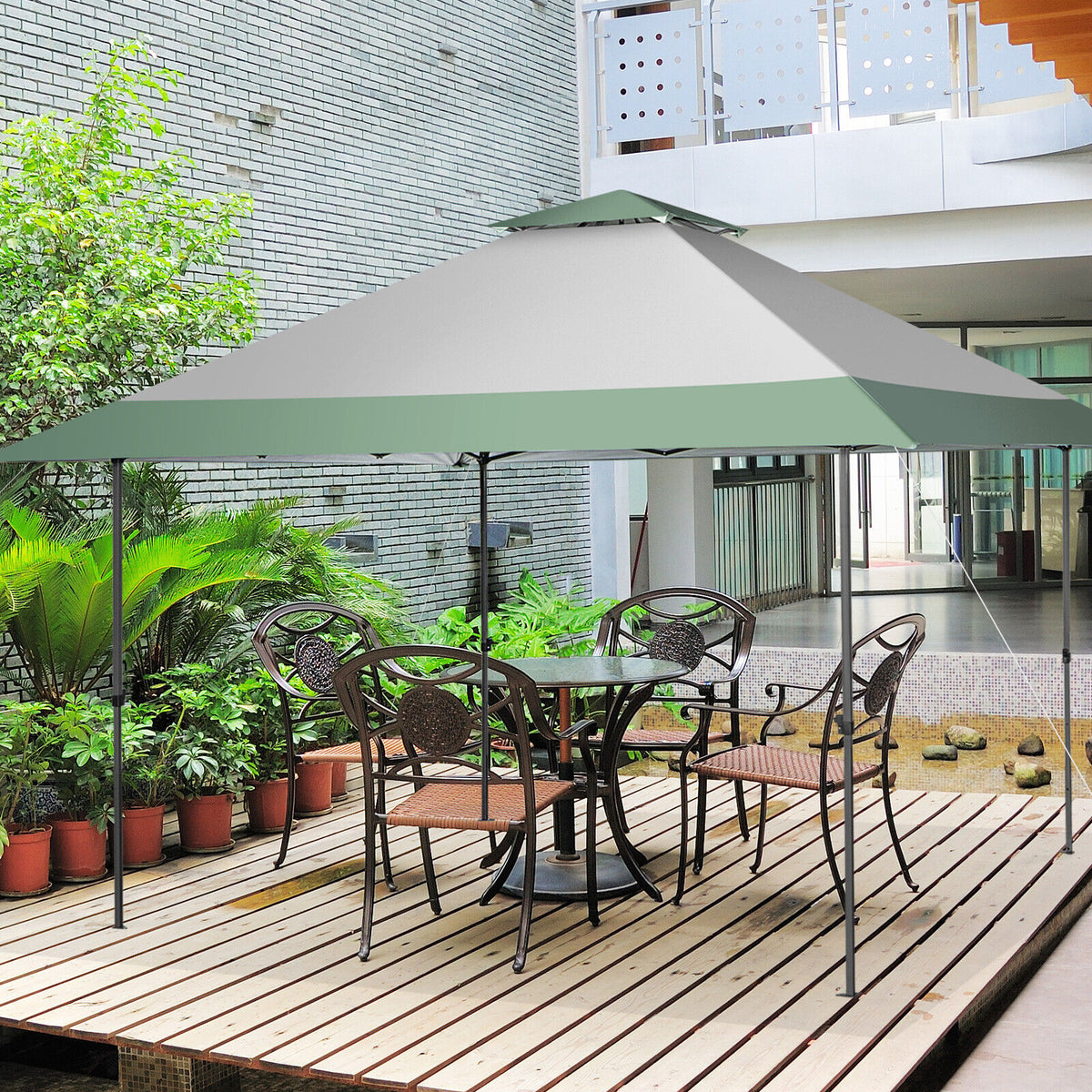 13 x Feet Pop-Up Patio Canopy Tent with Shelter and Wheeled Bag