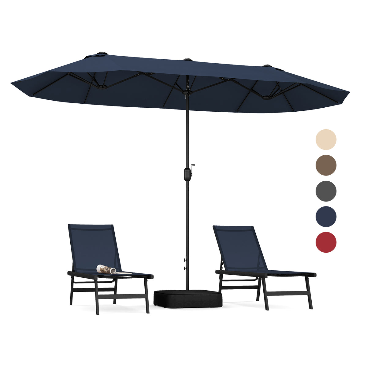 13 Ft Double-Sided Patio Umbrella with Crank Handle - Navy