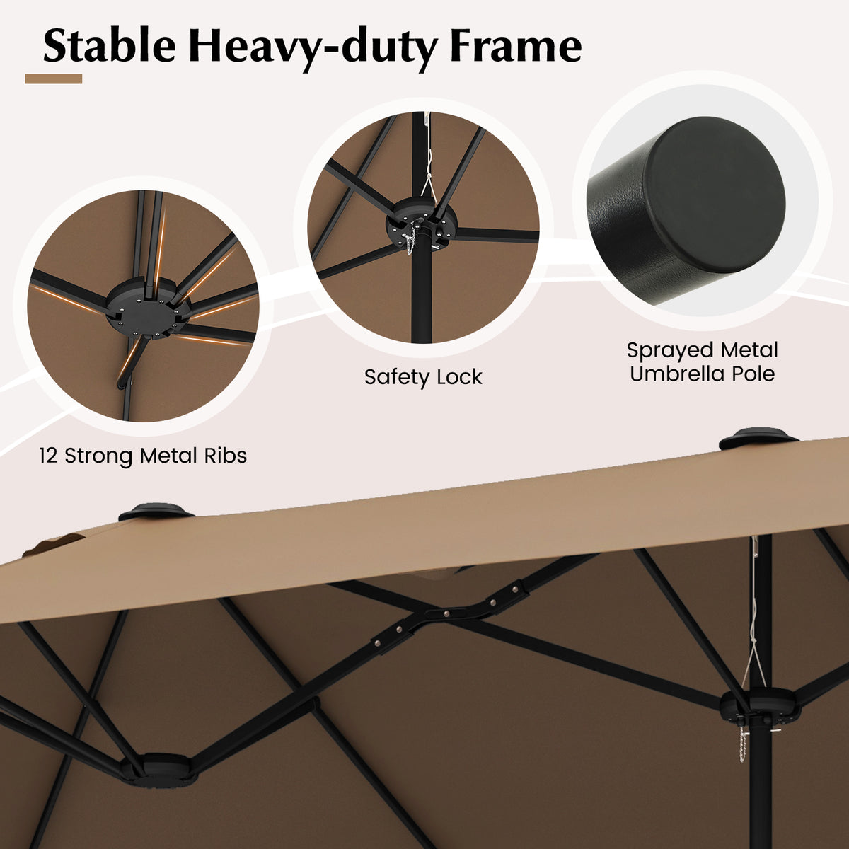 13 Feet Double-Sided Patio Twin Table Umbrella with Crank Handle