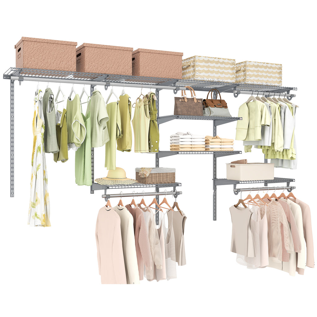 4-8 Feet Closet Organizers and Storage System with Hanging Rod for